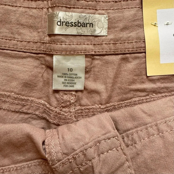 Dressbarn Capri Pants Pale Pastel Pink Drawstring Wide-Leg Cotton 10 NWT - Picture 12 of 13